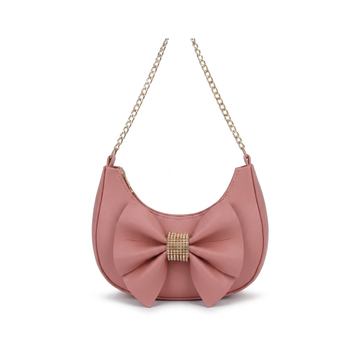 Fancy Crescent Shoulder Bag with Rhinestone Bow Knot