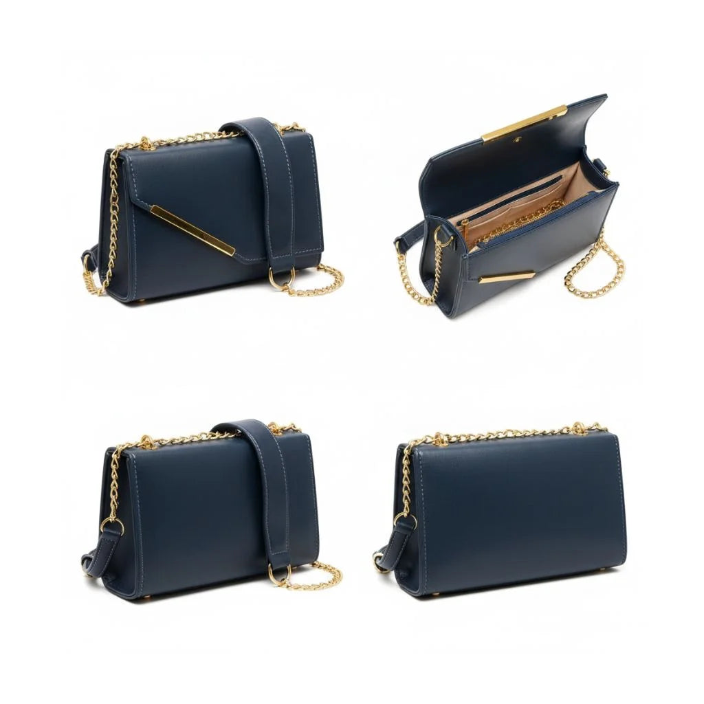 Sleek Chain Flap Crossbody