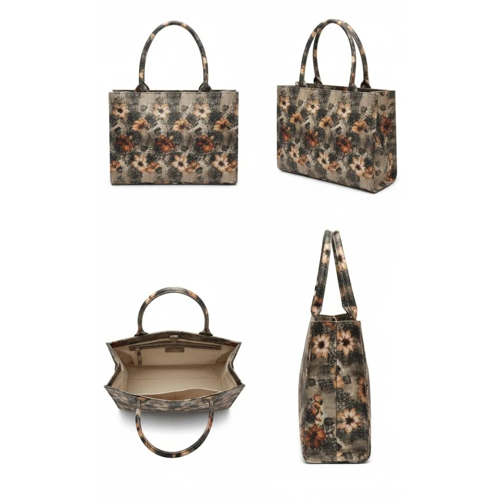Floral Weave Fabric Tote