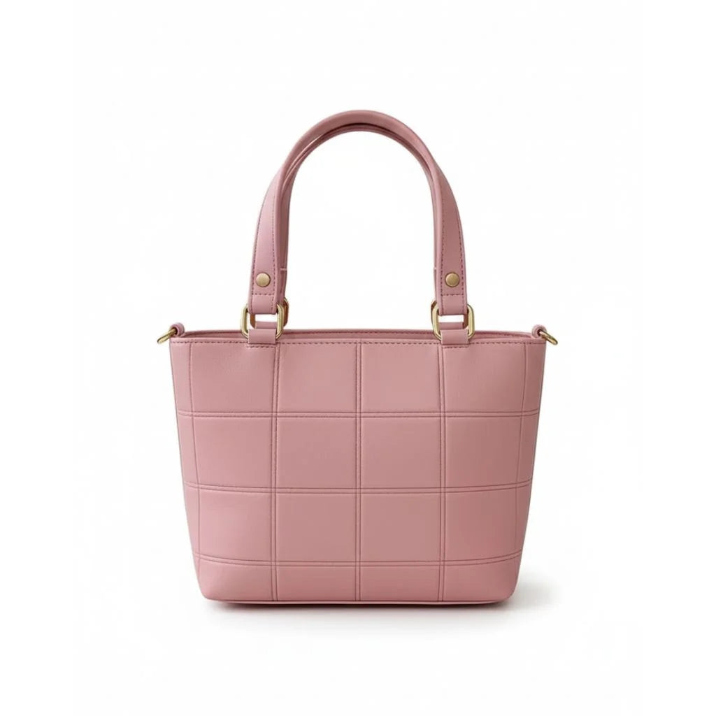 Blush Grid Charm Tote