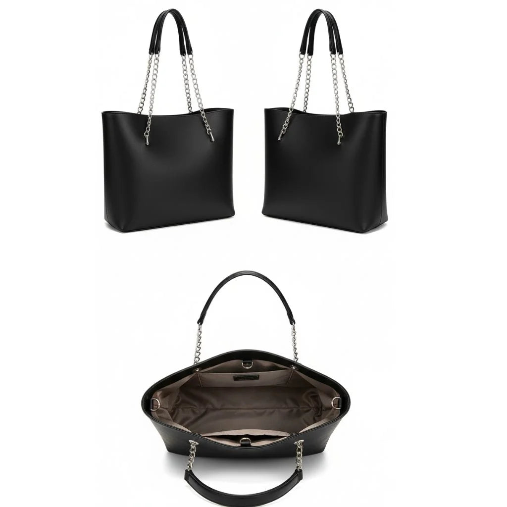 Noir Chain Luxe Tote