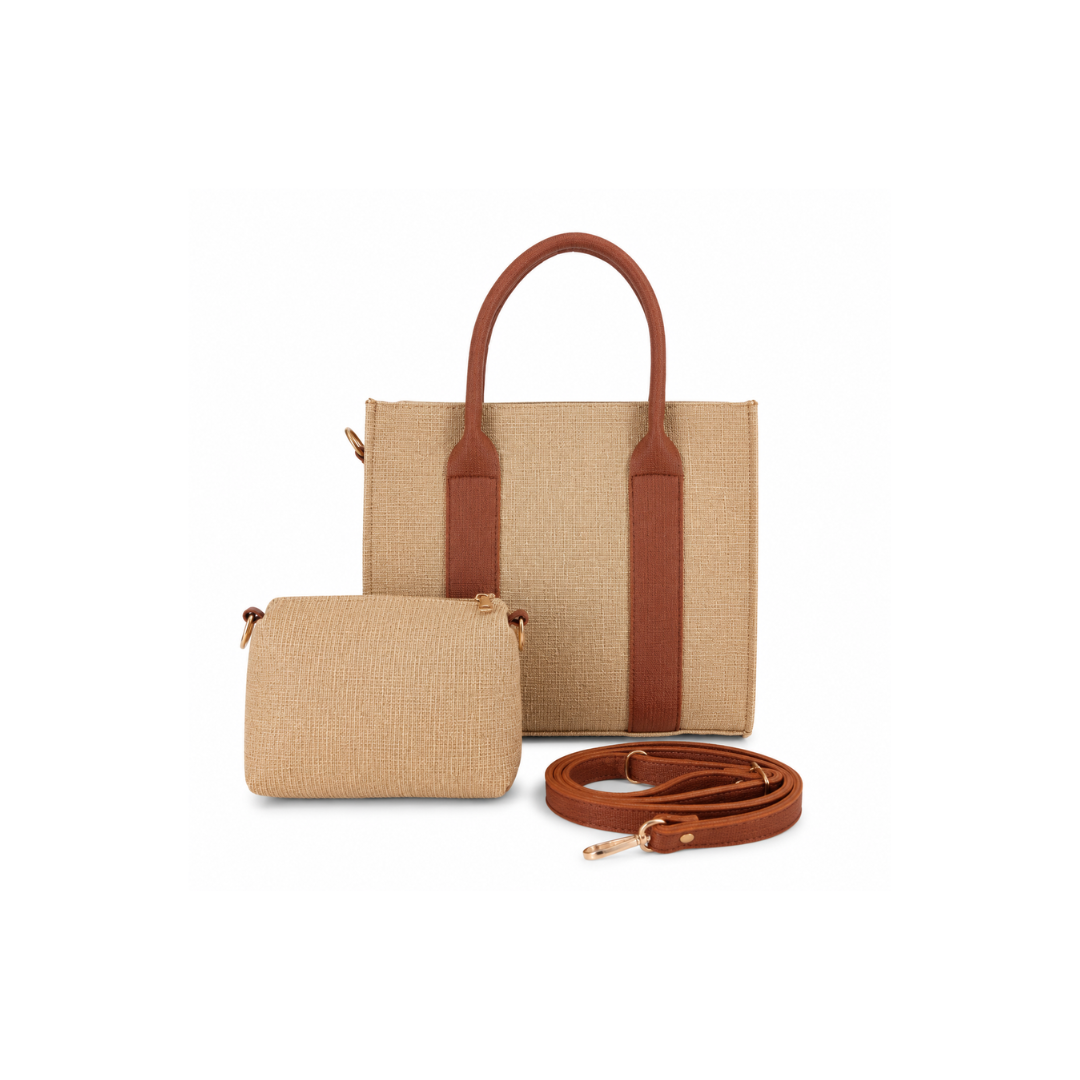 Classic Structured Satchel Bag with Pouch