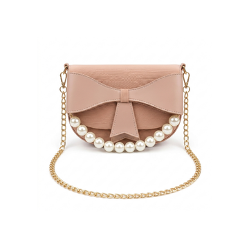 Pearl Accent Bow Chain Crossbody Bag