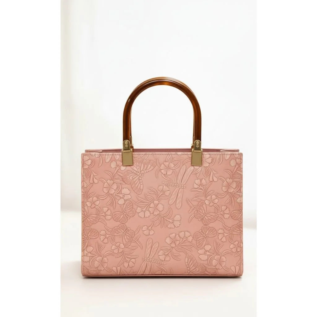 Floral Embossed Structured Tote