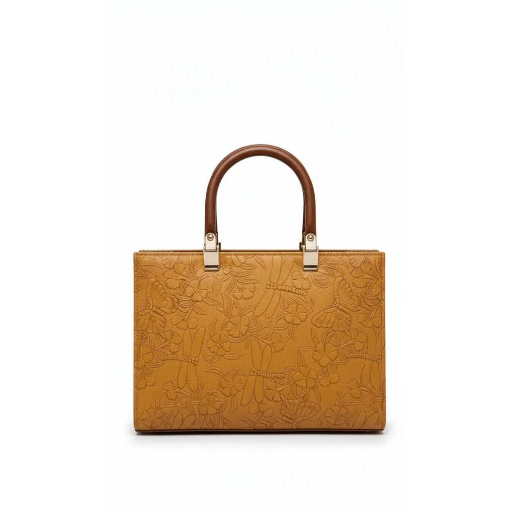 Floral Embossed Structured Tote