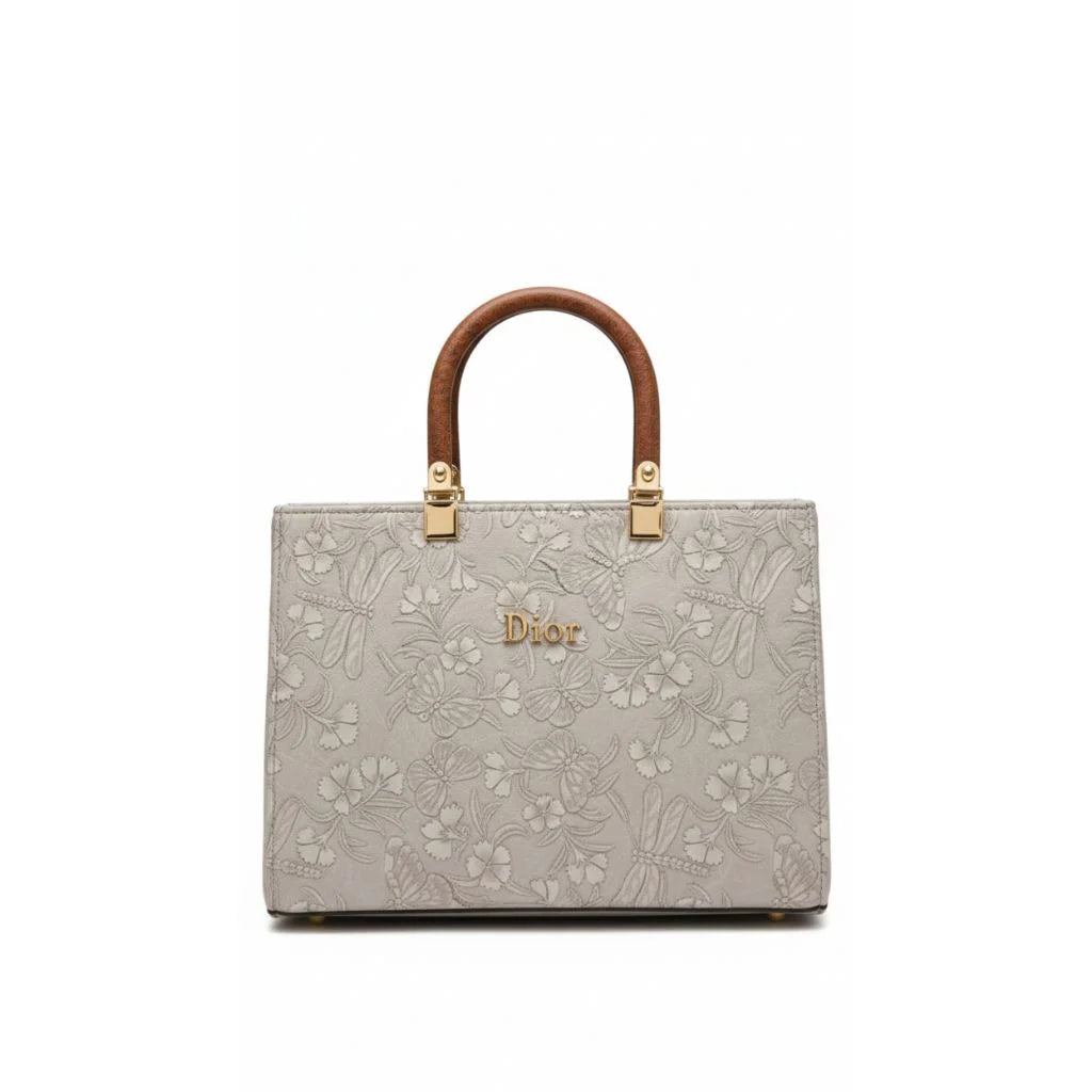 Floral Embossed Structured Tote