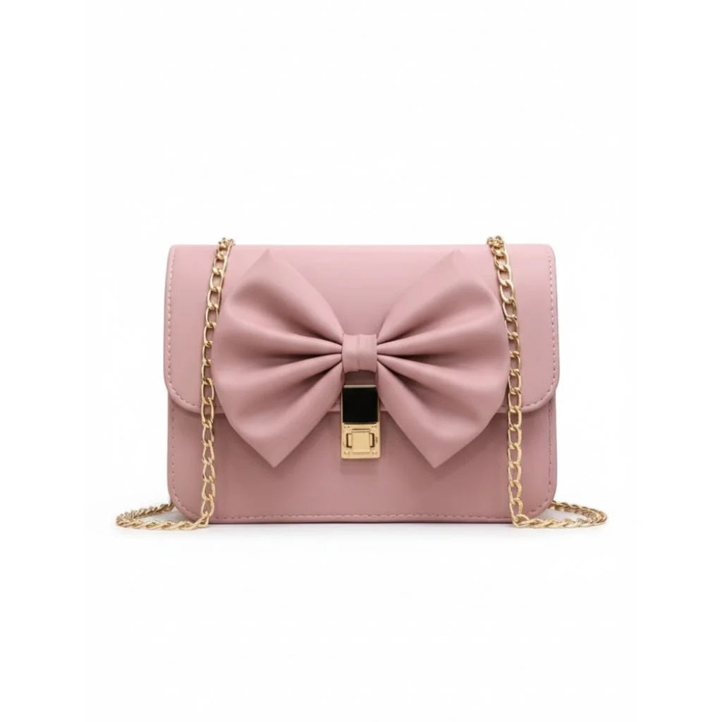 Bow-Detail Chain Crossbody Flap Bag