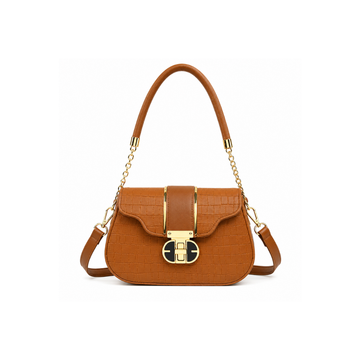 Vory Crocodile-Embossed Satchel Bag with Gold Hardware
