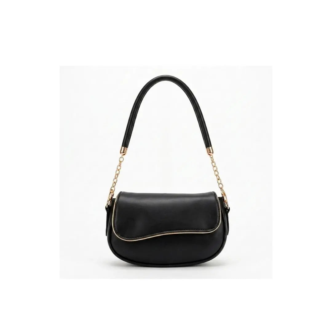 Luna Noir Flap Shoulder Bag