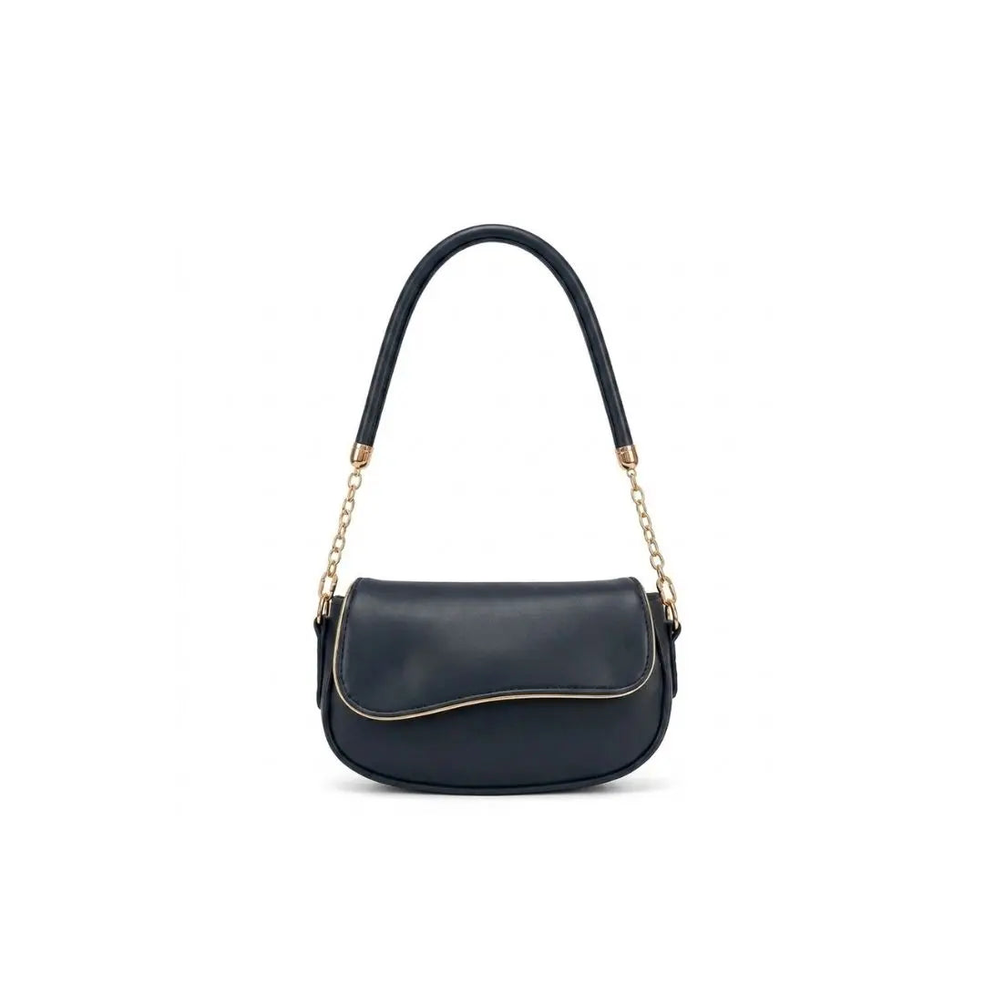 Luna Noir Flap Shoulder Bag